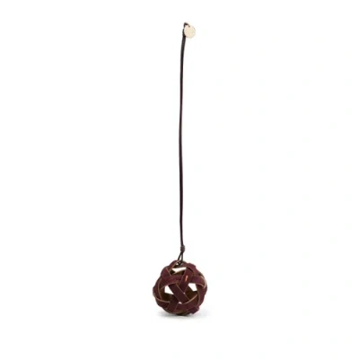 Santoni Burgundy Woven Leather Sphere Charm Mosto Red