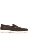 Santoni Suede Detroit Low-top Loafers In Brown