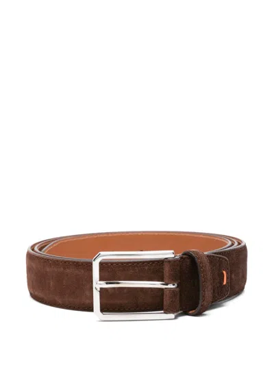 Santoni Calfskin Belt In Brown