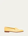 Santoni Calfskin Leather Penny Loafers In Yellow