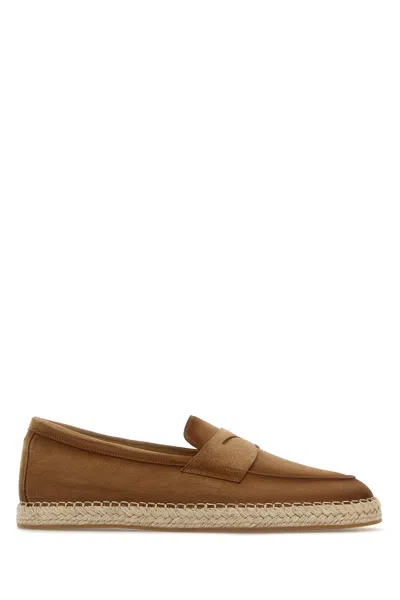 Santoni Camel Suede Carlo Espadrilles In Brown