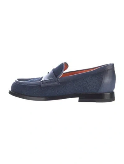 Pre-owned Santoni Canvas Loafers In Blue