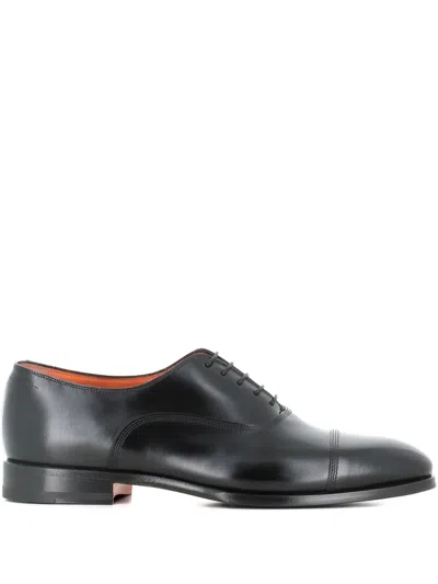 Santoni Cap-toe Lace-up Oxford Shoes In Black
