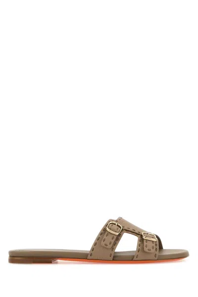 Santoni Cappuccino Leather Didi Slippers