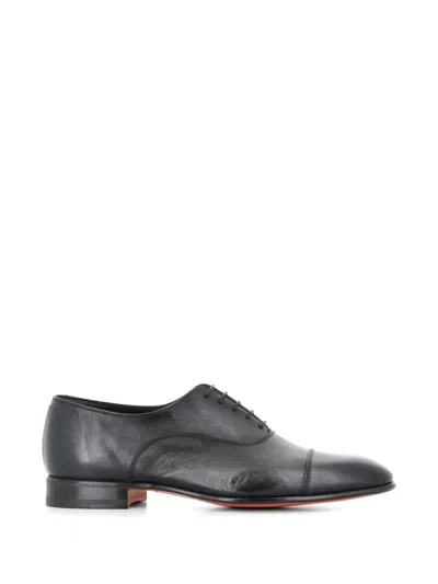 Santoni Cap-toe Lace-up Oxford Shoes In Black