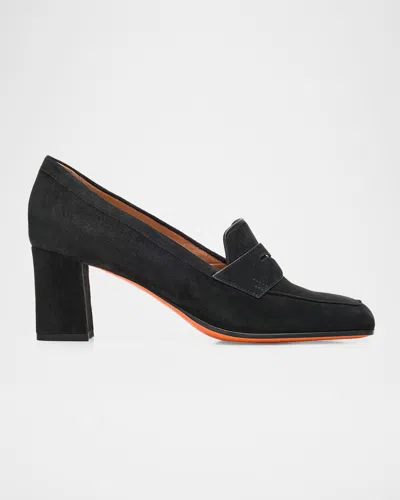 Santoni Carla 65mm Suede Pumps In Black