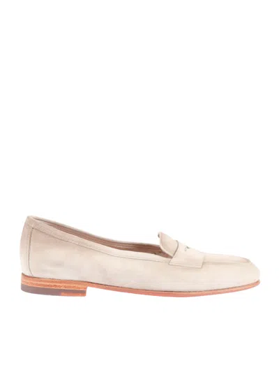 Santoni Carla Low Profile Calfskin Loafers In Neutral