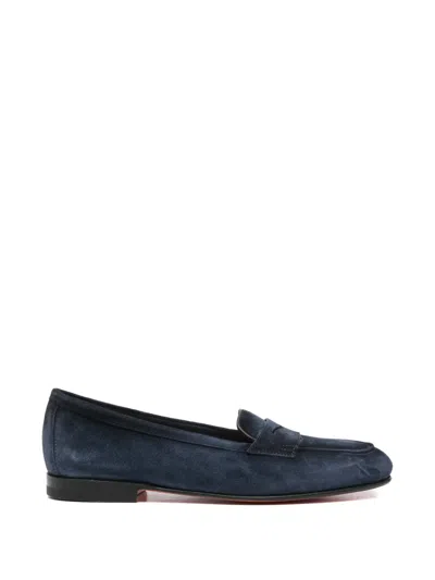 Santoni Carla Suede Loafers In Blue