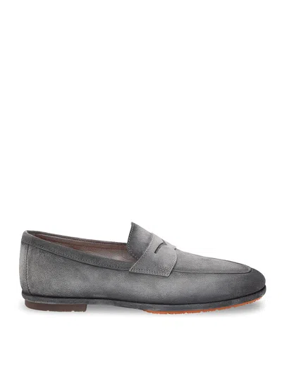 Santoni `carlo Driv` Loafers In Gray