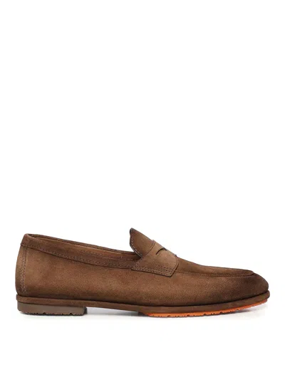Santoni Carlo Driver Penny Loafer In Brown
