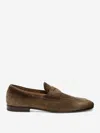 Santoni Suede Carlos Penny Loafers In Brown