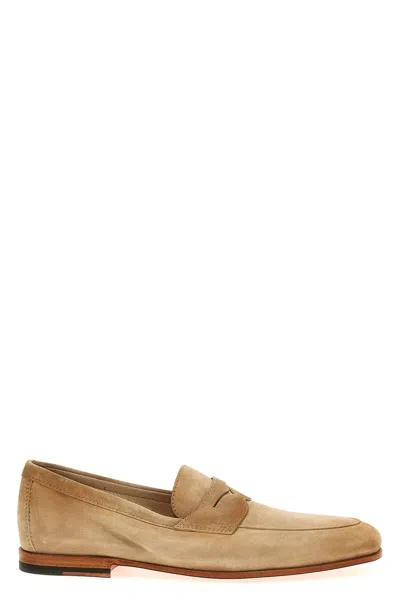 Santoni 'carlo' Loafers In Sand