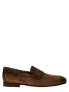 Santoni Suede Carlos Penny Loafers In Brown