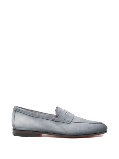 Santoni Carlo Ls Penny Loafers In Gray