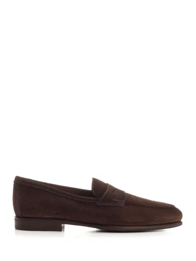 Santoni Carlo Mens Brown Suede Moccasin