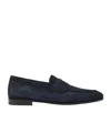 Santoni Men's Blue Suede Carlo Loafer In Blue