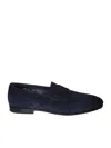 Santoni Man Loafers Midnight Blue Size 7.5 Leather In Blue
