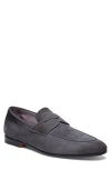 Santoni Suede Carlos Penny Loafers In Grey