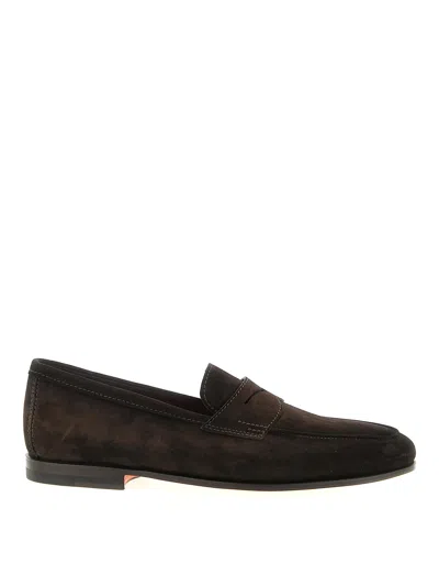 Santoni Carlos Loafers In Brown