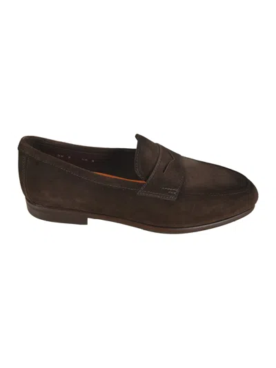 Santoni Carlos Loafers In Dark Brown