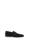 Santoni Carlos Loafers In Black Suede