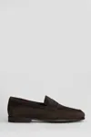Santoni Dark Brown Suede Carlos Loafers In Brown