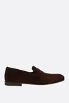 Santoni Suede Carlo Penny Loafers In Brown