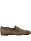 Santoni Carlos Penny-front Loafers In Brown
