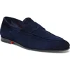 Santoni Carlos Penny Loafer In Navy