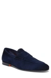 Santoni Man Loafers Midnight Blue Size 7.5 Leather In Black