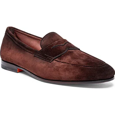 Santoni Carlos Penny Loafer In Brown
