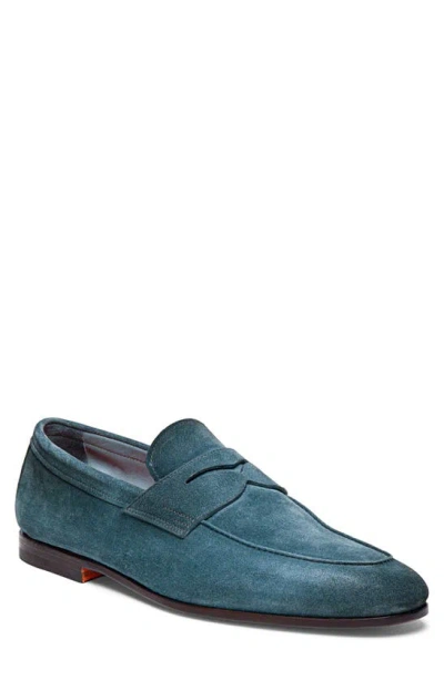 Santoni Carlos Penny Loafer In Green-v46