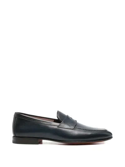 Santoni Carlos Penny Loafers In Blue