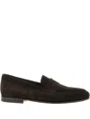 Santoni Carlos Suede Loafers In Brown