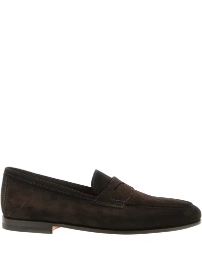 SANTONI CARLOS SUEDE LOAFERS