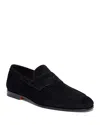 Santoni Man Loafers Midnight Blue Size 7.5 Leather In Black