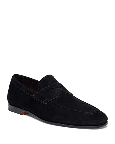SANTONI CARLOS SUEDE PENNY LOAFERS