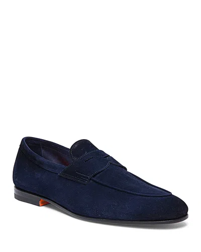 SANTONI CARLOS SUEDE PENNY LOAFERS