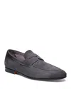 Santoni Suede Carlos Penny Loafers In Grey