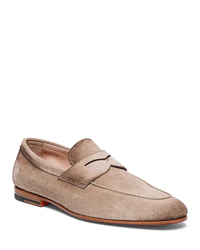 SANTONI CARLOS SUEDE PENNY LOAFERS