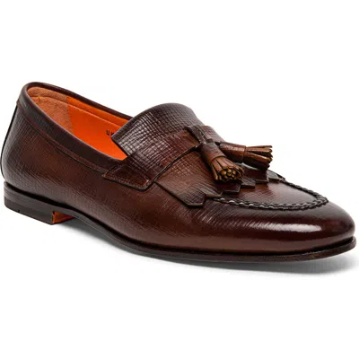 Santoni Carlos Tassel Loafer In Brown