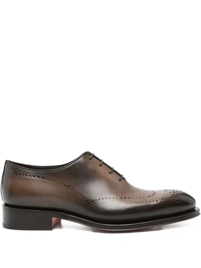 Santoni Carter Brogue-detailing Oxford Shoes In Brown