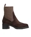 Santoni Women's Dark Brown Suede Low-heel Ankle Boot In Brown