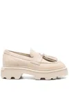 Santoni Woman Loafers Beige Size 8 Leather In Neutrals