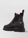 Santoni Chunky Sole Suede Finish Boots In Brown