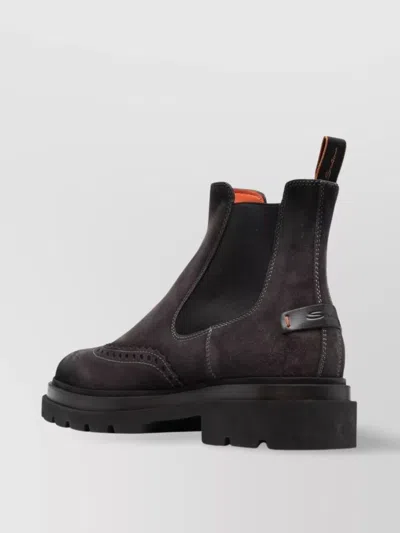 SANTONI CHUNKY SOLE SUEDE FINISH BOOTS