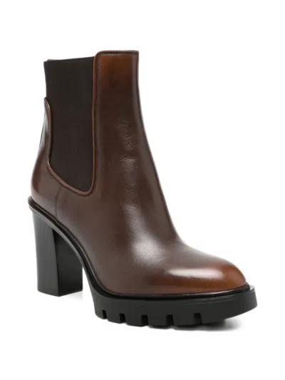 Santoni Chelsea Boots With Thick Sole In Brown