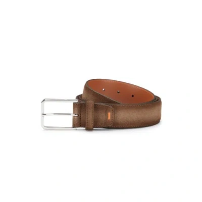Santoni Cintura Regolabile In Suede Marrone Marrone Sabbia D'inverno