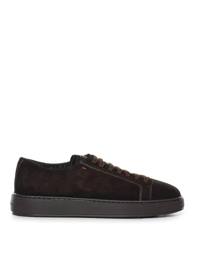 Santoni Classic Shoes In Distressed Leather In Brown