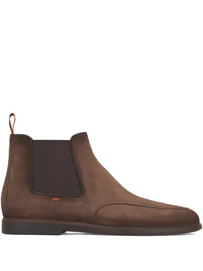 Santoni Claw Suede Chelsea Boots In Brown